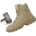 thumbnail image 1 of Mens Orthopedic Support Anti-Puncture Work Boots Waterproof Anti-Sprain Hiking Boots, Mens Orthopedic Support Non Slip Waterproof Side Zipper Outdoor Combat Boots ，Lightweight Comfortable（Khaki）, 1 of 8