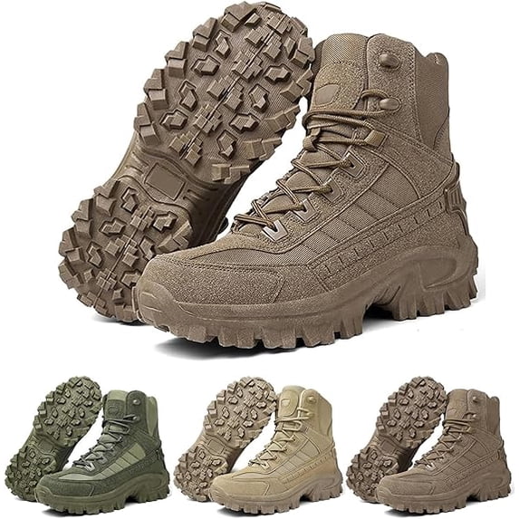 Mens Orthopedic Support Anti-Puncture Work Boots Waterproof Anti-Sprain Hiking Boots, Tactical Boots with Arch Support(Khaki)