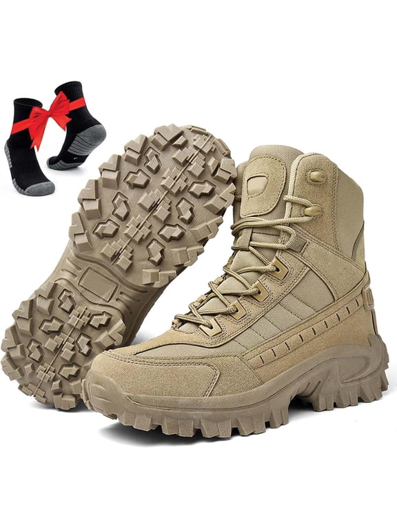 Mens Orthopedic Support Anti-Puncture Work Boots Waterproof Anti-Sprain Hiking Boots, Tactical Boots with Arch Support