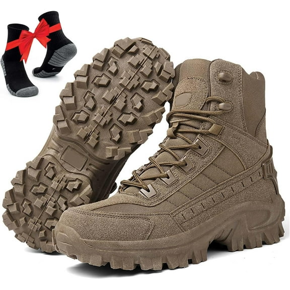 Mens Orthopedic Support Anti-Puncture Work Boots Waterproof Anti-Sprain Hiking Boots, Tactical Boots with Arch Support