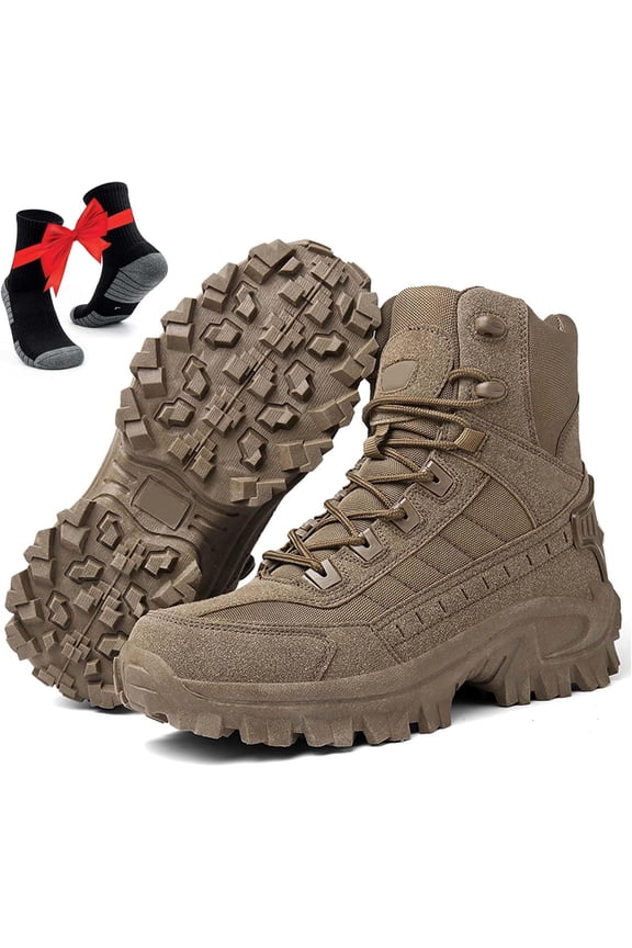 Mens Orthopedic Support Anti-Puncture Work Boots Waterproof Anti-Sprain Hiking Boots, Tactical Boots with Arch Support