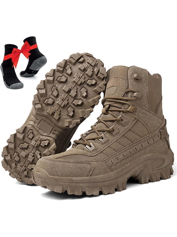 Mens Orthopedic Support Anti-Puncture Work Boots Waterproof Anti-Sprain Hiking Boots, Tactical Boots with Arch Support