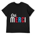 thumbnail image 1 of Mens Oui Merci France French Colors Gift T-Shirt Black Large, 1 of 5