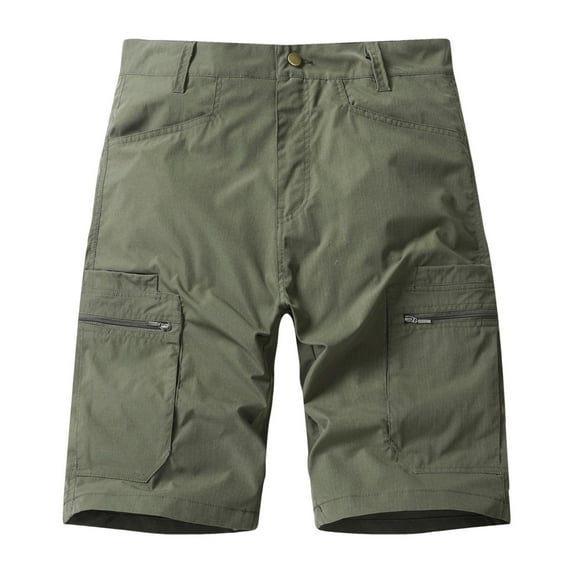 Mens Outdoor Casual Shorts Quick Dry Fishing Hiking Shorts Solid Zipper Button Pockets Shorts