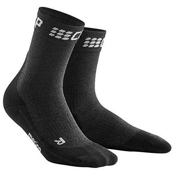 Womens Outdoor Compression Running Sock - CEP Mid-Cut(Grey/Black) IV