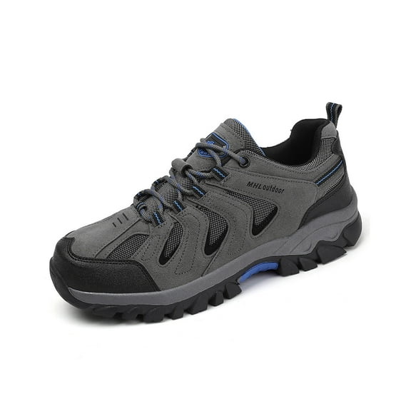 Mens Outdoor Hiking Shoes Lightweight Breathable Sneakers Non-slip Comfortable Low Top Work Shoes All Seasons Gray 9 US