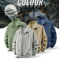 thumbnail image 1 of Mens Outdoor Jackets Big and Tall Hooded Long Sleeve Sun Protection Jackets with Pockets Casual Lightweight Sportswear Cargo Jackets Gifts for Men Army Green XXL, 1 of 4