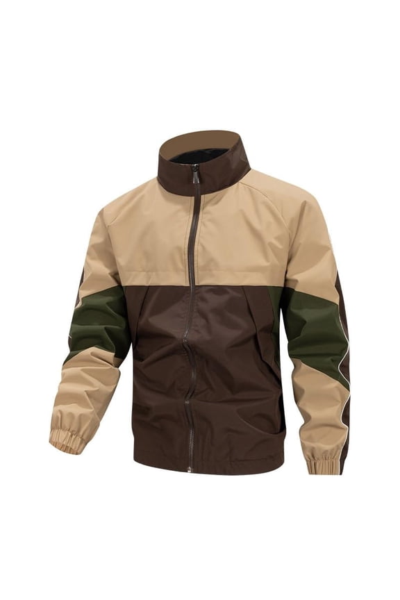 Mens Outdoor Jackets Lightweight Hiking Windproof Zip Up Tactical Jackets Casual Long Sleeve Workout Gym Cargo Coat