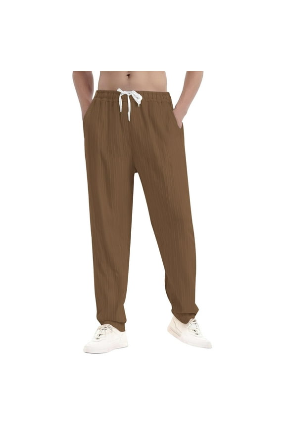 Mens Outdoor Sweat Pants, Men's Cotton Yoga Sweatpants Athletic Lounge Pants Open Bottom Casual Jersey Pants for Men with Pockets S-3XL