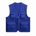 thumbnail image 1 of Mens Outdoor Travel Vest Light Weight Cargo Vest Sleeveless Zip-Up Front Sports Jackets Multi Pockets Blue, 3XL, 1 of 7