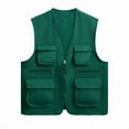 thumbnail image 1 of Mens Outdoor Travel Vest Light Weight Cargo Vest Sleeveless Zip-Up Front Sports Jackets Multi Pockets Green, 4XL, 1 of 7