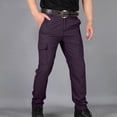 thumbnail image 1 of Mens Outdoor Work Pants Tactical Cargo Pants with Multi Pockets Waterproof Stretchy Breathable Travel Trousers Purple 3XL, 1 of 4