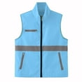 thumbnail image 1 of Mens Outdoor Work Vest Light Weight Reflective Safety Vest Sleeveless Zipper Front Sports Jackets Sky Blue, 3XL, 1 of 6