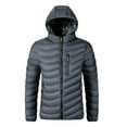 thumbnail image 1 of Mens Outerwear Jackets Down Alternative Quilted Lightweight Packable Padding Detachable Hood Wind Breaker Jackets Mens,Grey,S, 1 of 3