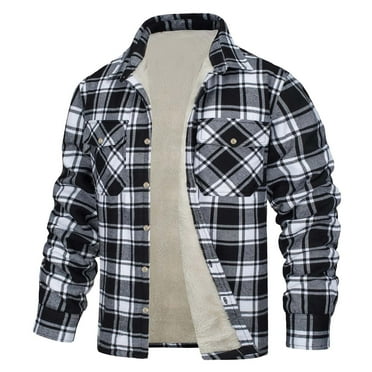 Mens Outerwear Jackets Fashion Casual Check Square Lapel Pocket Hoodless Fastening Clip Puffer Jacket Men,Black,3XL