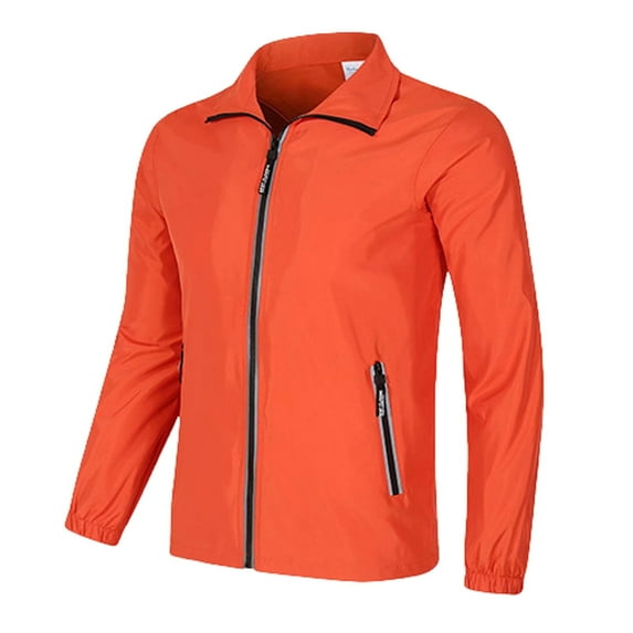 Mens Outerwear Jackets Lapel Solid Color Zipper Casual Windproof Sherpa Jacket Men,Orange,4XL