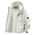 thumbnail image 1 of Mens Outerwear Jackets Pure Color Fake Two Layers Drawstring Hooded With Pockets Mens Fall Coats,White,S, 1 of 4