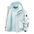 thumbnail image 1 of Mens Outerwear Jackets Pure Color Two Layers Drawstring Hooded With Pockets Straight Jacket,Light Blue,XS, 1 of 9