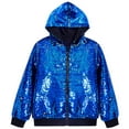 thumbnail image 1 of Mens Outerwear Jackets Sequin Zip Up Long Sleeves Party Disco Sparkly Hooded Mens Workout Jacket,Blue,M, 1 of 2