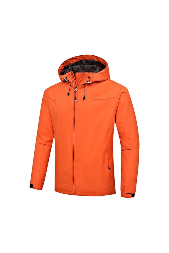 Mens Outerwear Jackets Thin Outdoor Windproof Mountaineering Hardshell Layer Straight Jacket,Orange,4XL