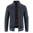 thumbnail image 1 of Mens Outerwear Sweater 2025 Fashion Stand Collar Matching Color Knit Mens Warm Sweaters,Navy,3XL, 1 of 8