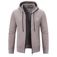 thumbnail image 1 of Mens Outerwear Sweater Fashion Knitted Standing Neck Long Sleeve Mens Fall And Winter Clothing,Beige,3XL, 1 of 5