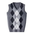 thumbnail image 1 of Mens Outerwear Sweater Fashion Knitted Vest V Neck Color Blocked Mens Warm Sweaters,Grey,M, 1 of 4
