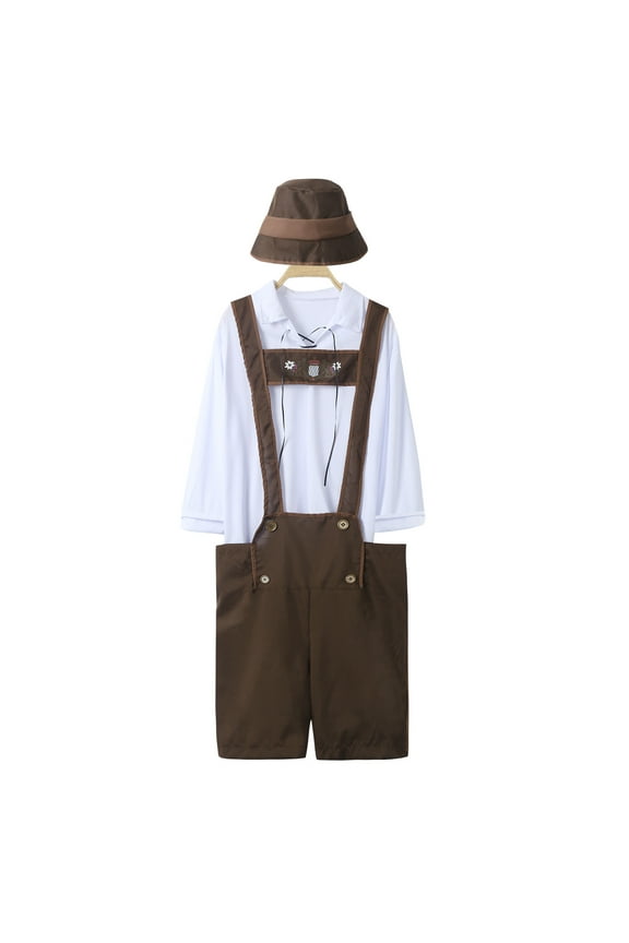 Mens Outfits 2 Piece Germany Oktoberfest Bavarian Halloween Two Piece Suit for Men Wool Suit Formal Wear for Men Dress Pants The Man Brown M
