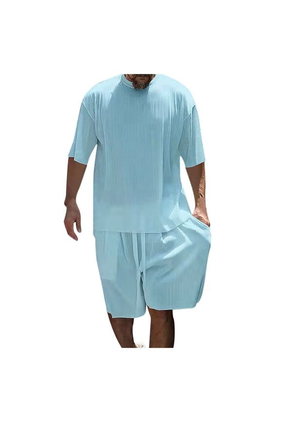 Mens Outfits 2 Piece Men's 2 Piece Outfits Hipster Patchwork Tee Shirt And Short Set Sports Tracksuits Man Suit Mens Suits 3 Tuxedo Rentals Night for Men Prom Men Blue S