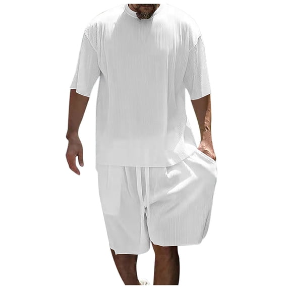 Mens Outfits 2 Piece Men's 2 Piece Outfits Hipster Patchwork Tee Shirt And Short Set Sports Tracksuits Man Suit Mens Suits 3 Tuxedo Rentals Night for Men Prom Men White XL