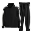 thumbnail image 1 of Mens Outfits 2 Piece Men's Sportswear Two Piece Zippered Casual Solid Color Shirt And Pants Set Sports Jogging Suit Mens Suede Suit Velour Track Men Separates Classic Fit Homecoming Suits f Black 4XL, 1 of 7