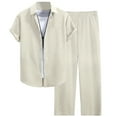 thumbnail image 1 of Mens Outfits 2 Piece Men's Summer Sportswear Suits Sportswear Breathable Short Sleeved Shirts And Sports Trousers With Pockets Men S Three Piece Suit All Suit Jackets Juniors Pant Suits Form Beige XL, 1 of 6