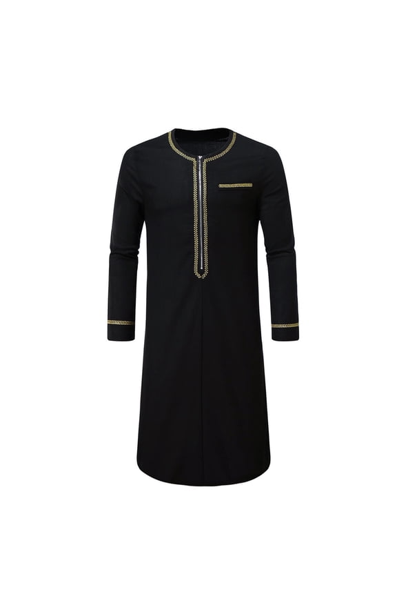 Mens Outfits 2024 Autumn/ Winter New Arab Robe Embroidered Men's Clothes Halloween Party Men Light Suits for Men Prom Suit for Wool Blend Suit Tuxedo Nightgown Custom Jackets Kan Sui Chicken Black S