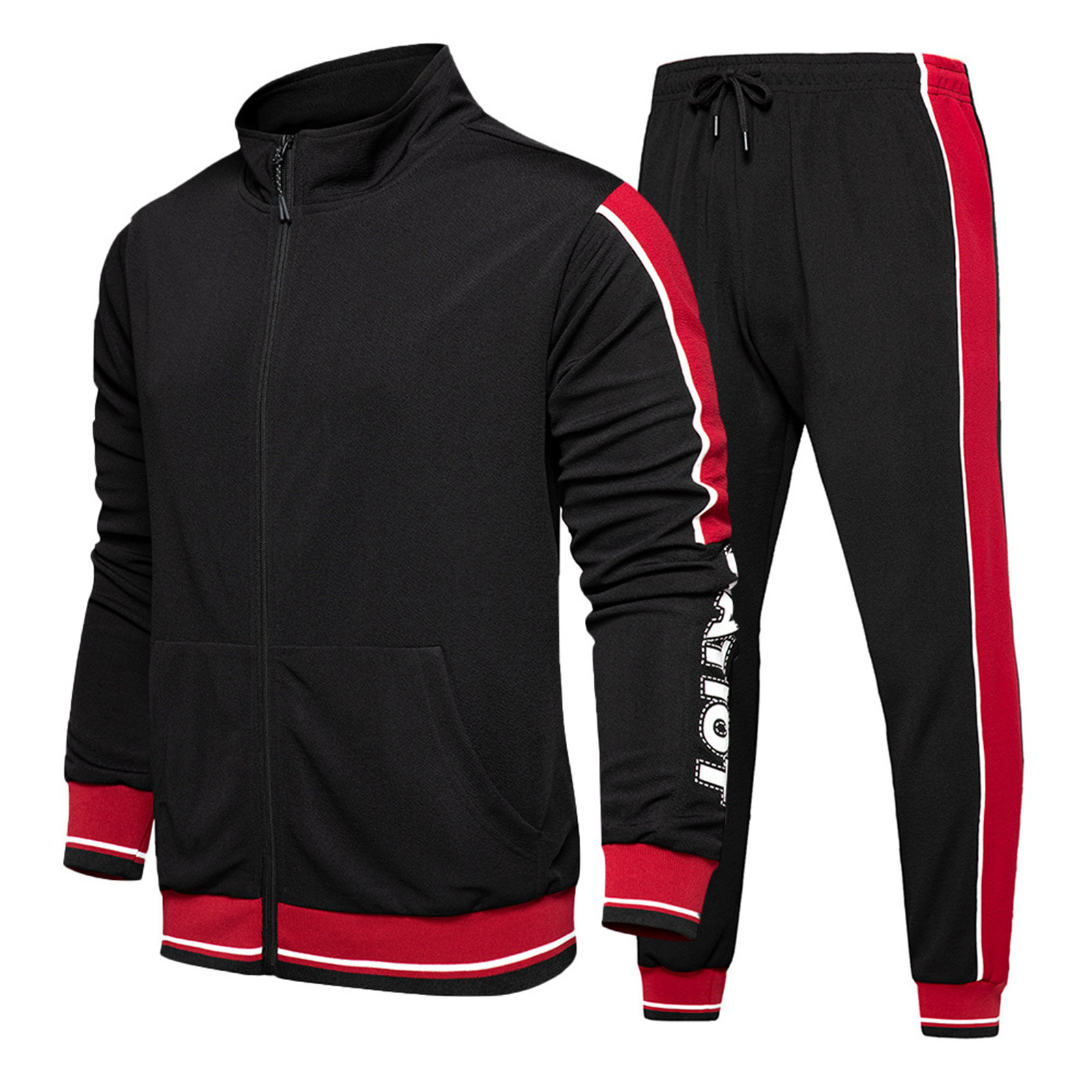 Mens Outfits Casual Men's Casual Tracksuit Full Zip Running Jogging Sports Jacket And Pants Set