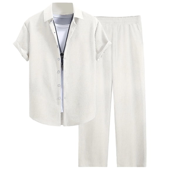 Mens Outfits Men's Summer Sportswear Suits Sportswear Breathable Short Sleeved Shirts And Sports Trousers With Pockets Men S Three Piece Suit All Suit Jackets Juniors Pant Suits Formal Dres White XXL