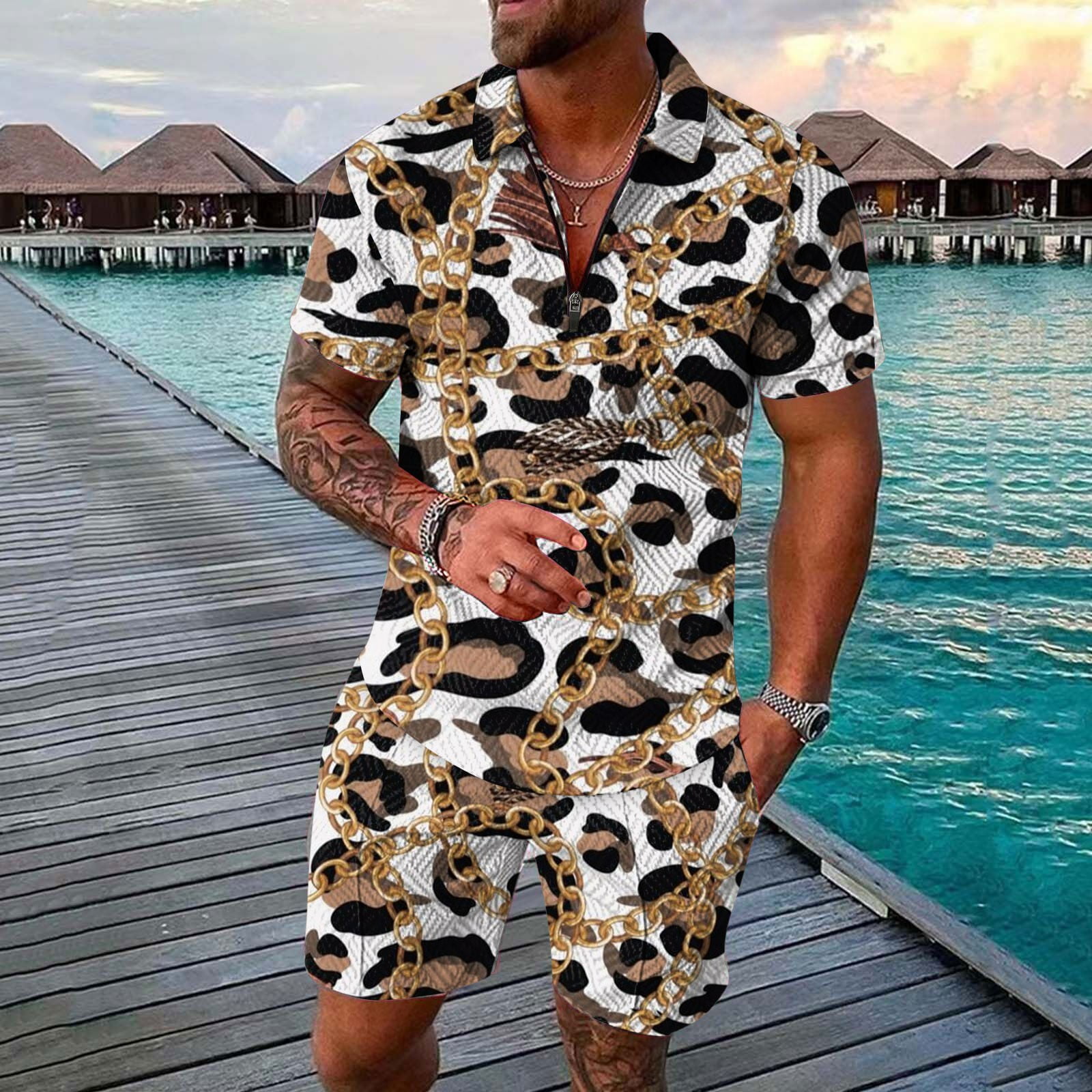Matching print shirt and shorts sale