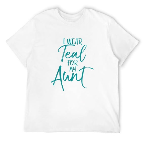 Mens Ovarian Cancer Support for Family I Wear Teal for My Aunt T-Shirt White 2X-Large