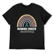 Mens Ovarian Tumor Rainbow Family Cancer T-Shirt Black Small
