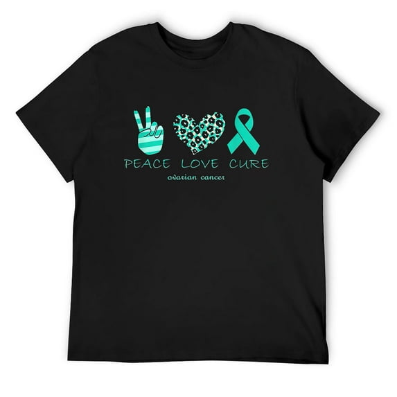 Mens Ovarian cancer awareness Peace Love Cure Ovarian Cancer Awar T-Shirt Black X-Large