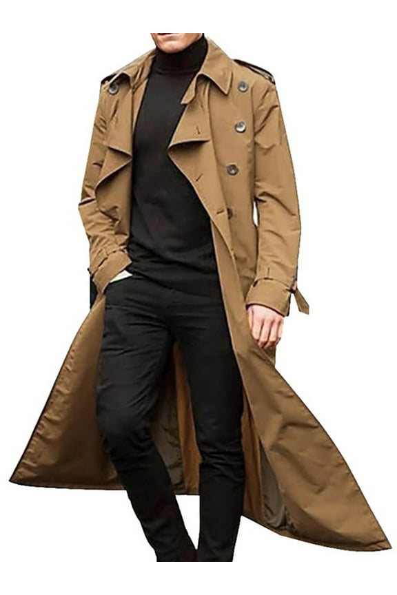 Mens Overcoat Winter Full Length Trench Coat Warm Long Jacket Formal Outerwear