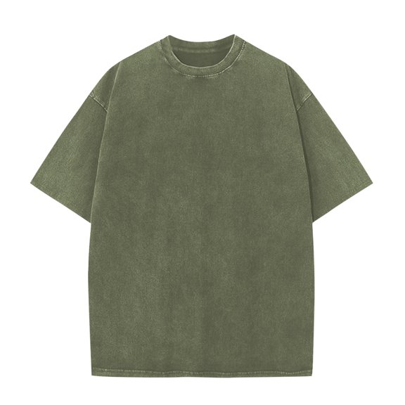 Mens Oversize Cotton T-Shirts Summer Casual Solid Color T Shirt Loose Fit Baggy Crewneck Tees