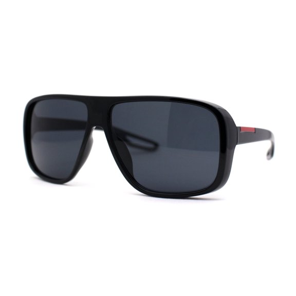 Mens Oversize European Design Racer Plastic Fashion Sunglasses All Black