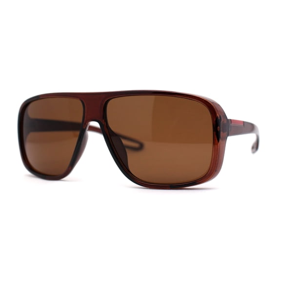 Mens Oversize European Design Racer Plastic Fashion Sunglasses All Brown