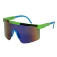 thumbnail image 1 of Mens Oversize Retro 80's Sunglasses - Curved Shield Sun Glasses, Green, 1 of 2