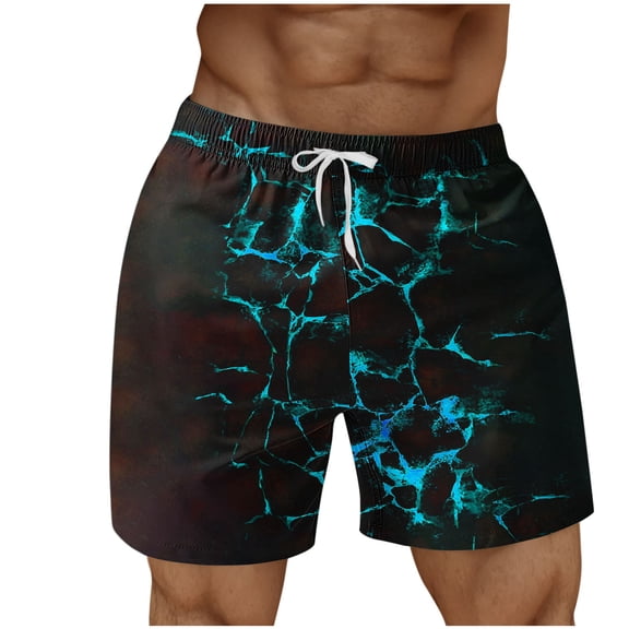 Mens Oversize Swim Trunks Summer Cool Quick Dry Board Shorts Casual Flame Print Beach Shorts