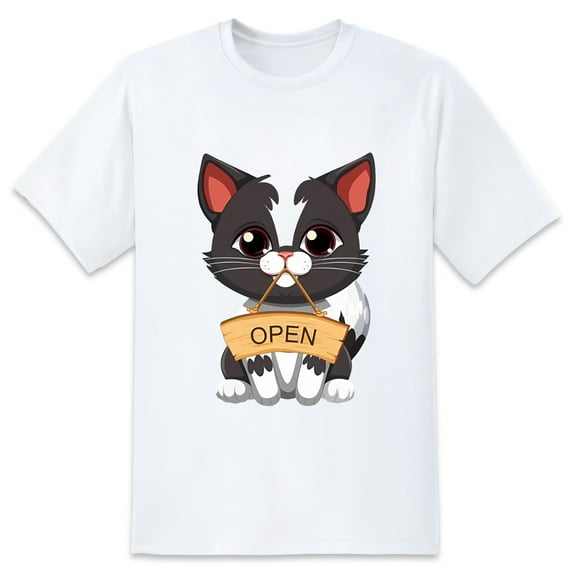 Mens Oversize T Shirts Cat (6)Casual Short Sleeve Basic Tees Crew Neck T-Shirt Funny Graphic Tees Black or White XS-5XL