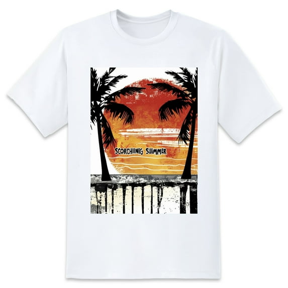 Mens Oversize T Shirts Coconut TreesCasual Short Sleeve Basic Tees Crew Neck T-Shirt Funny Graphic Tees Black or White XS-5XL