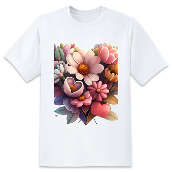 Mens Oversize T Shirts Flowers (15)Casual Short Sleeve Basic Tees Crew Neck T-Shirt Funny Graphic Tees Black or White XS-5XL