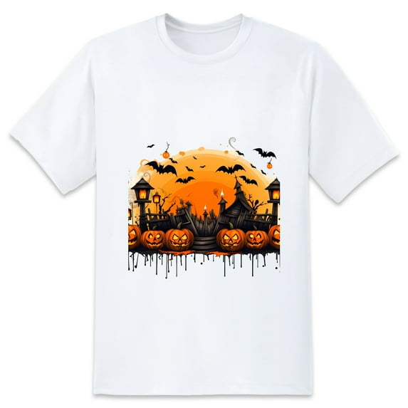 Mens Oversize T Shirts HalloweenCasual Short Sleeve Basic Tees Crew Neck T-Shirt Funny Graphic Tees Black or White XS-5XL