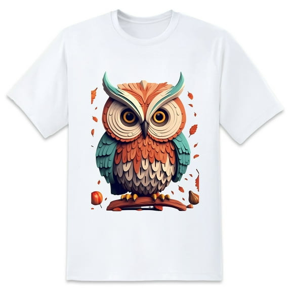 Mens Oversize T Shirts Owl (6)Casual Short Sleeve Basic Tees Crew Neck T-Shirt Funny Graphic Tees Black or White XS-5XL